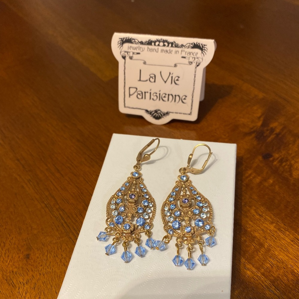 La Via Parisienne Blue Antoinette Earrings